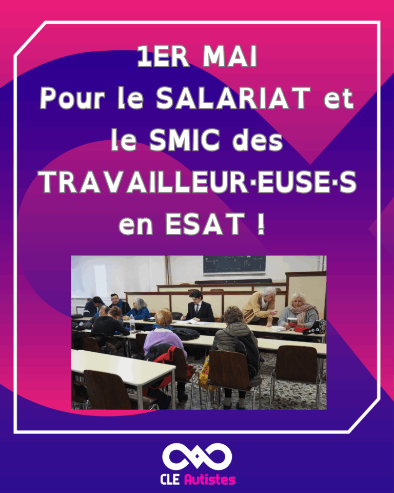 1 er mai - Pour le salariat et le smic des travailleurs et travailleuses en ESAT ! Photo de notre séance de travail avec le Collectif ESAT.