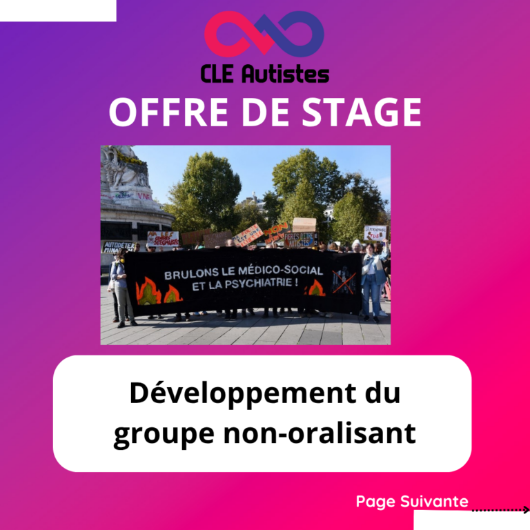 Lire la suite à propos de l’article Offre de Stage – développement de projet groupe inclusif pour adultes autistes non verbaux