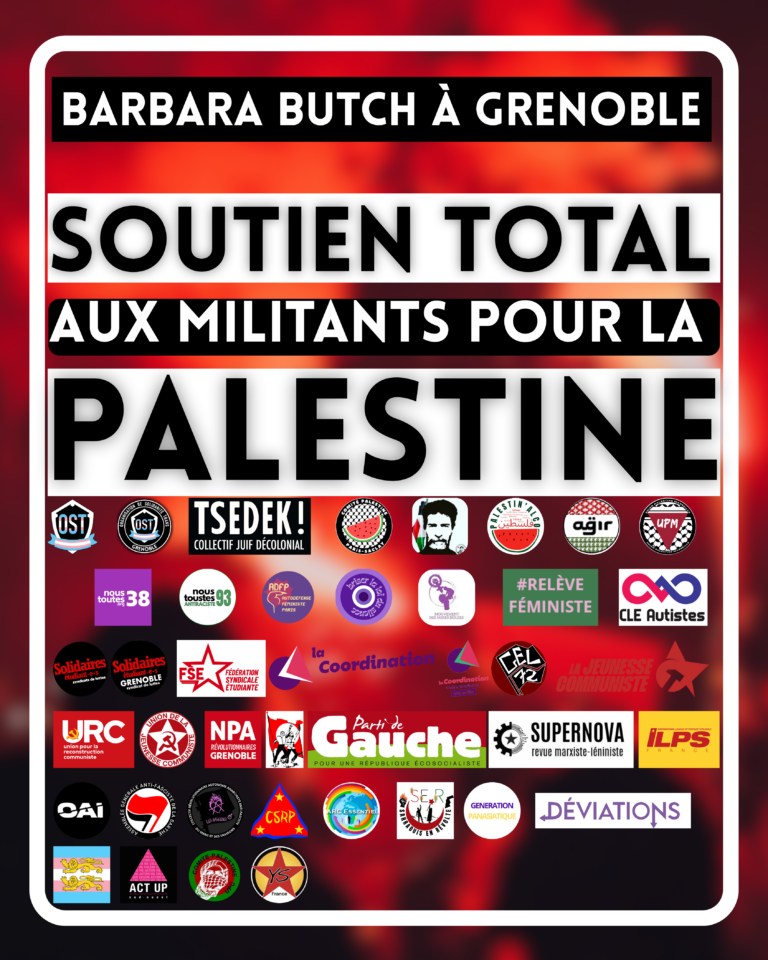 Barbara Butch à Grenoble : soutien total aux militants pour la Palestine.