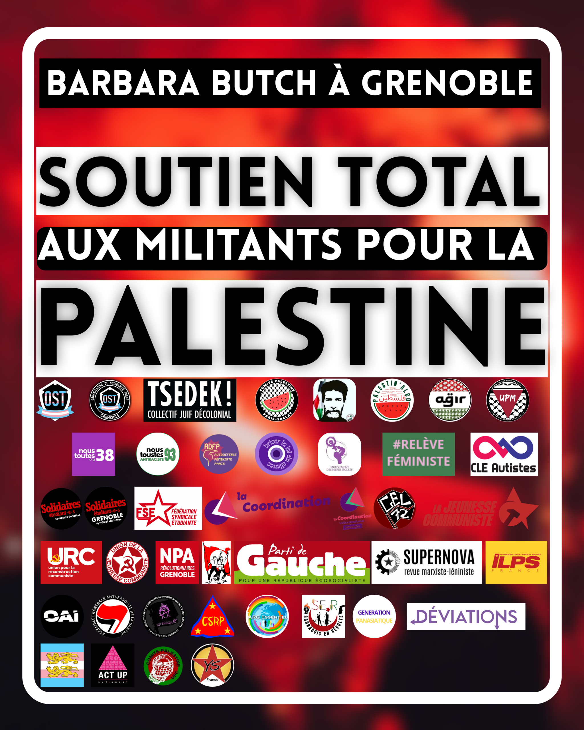 Barbara Butch à Grenoble : soutien total aux militants pour la Palestine.